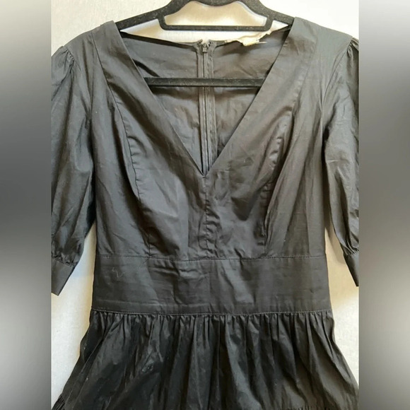 MICHAEL KORS Black Stretch Cotton Poplin Puff-Sleeve Dress Sz XXS - Picture 5 of 13